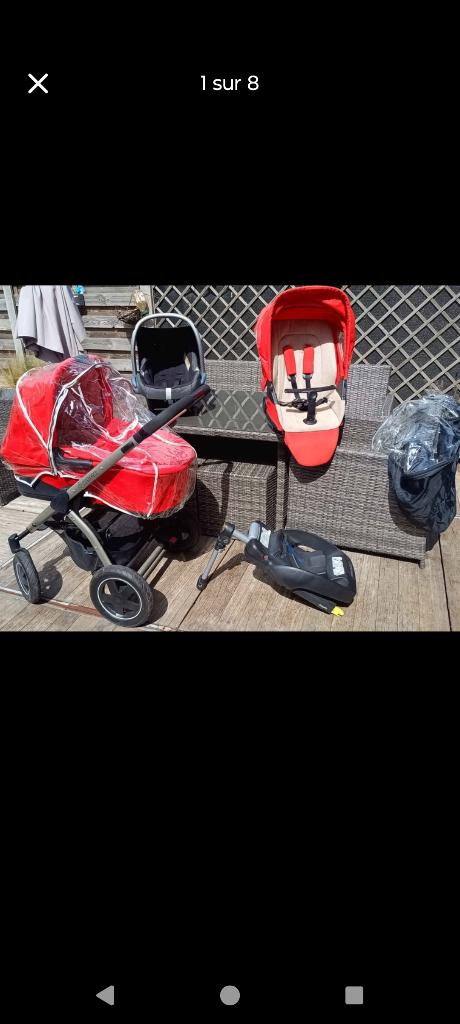 Maxi Cosi trio. Kinderwagen, reiswieg, autostoeltje, Ophalen, Verstelbare duwstang, Zo goed als nieuw, Combiwagen