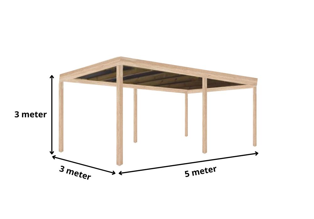 Eiken carport 3 x 5 m, Tuin en Terras, Ophalen, Nieuw, Carport