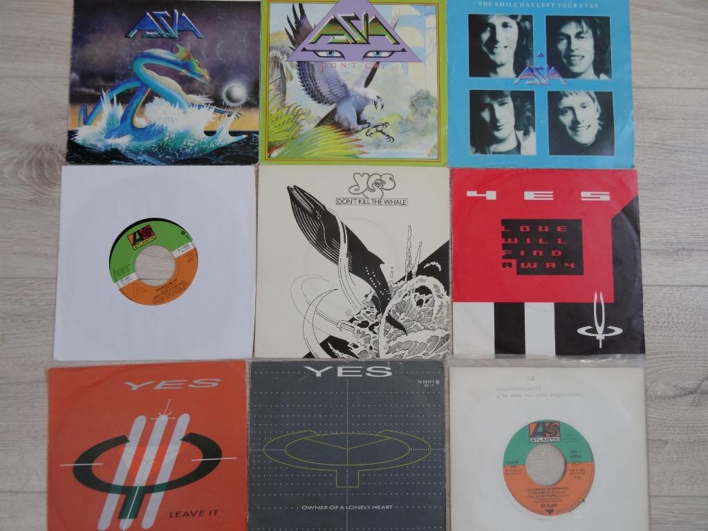 YES - ASIA - Lot de 9 vinyles 45 tours 7", Ophalen of Verzenden, Gebruikt, 7 inch, Single