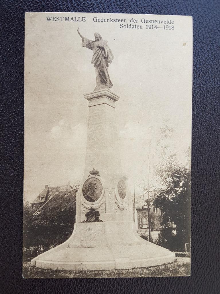 Postkaart Westmalle Gedenksteen Gesneuvelde Soldaten, Verzamelen, Ophalen of Verzenden, 1920 tot 1940, Gelopen, Antwerpen