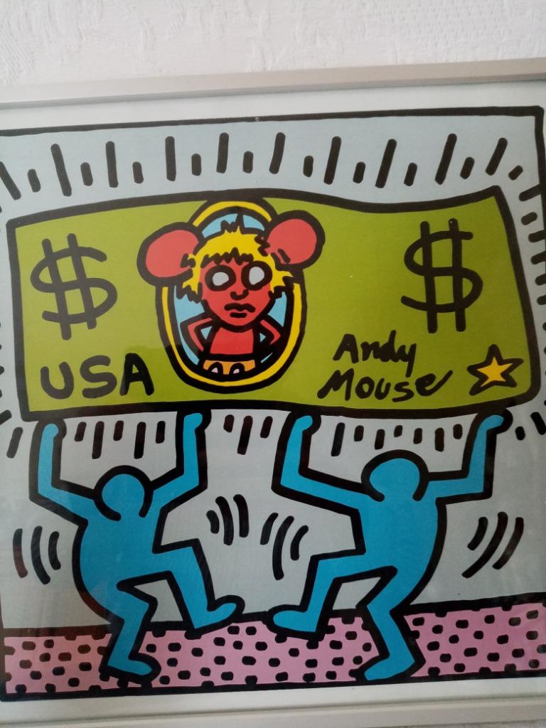 Keith Haring ingelijste kunst offset zeefdruk 31cm, Ophalen of Verzenden