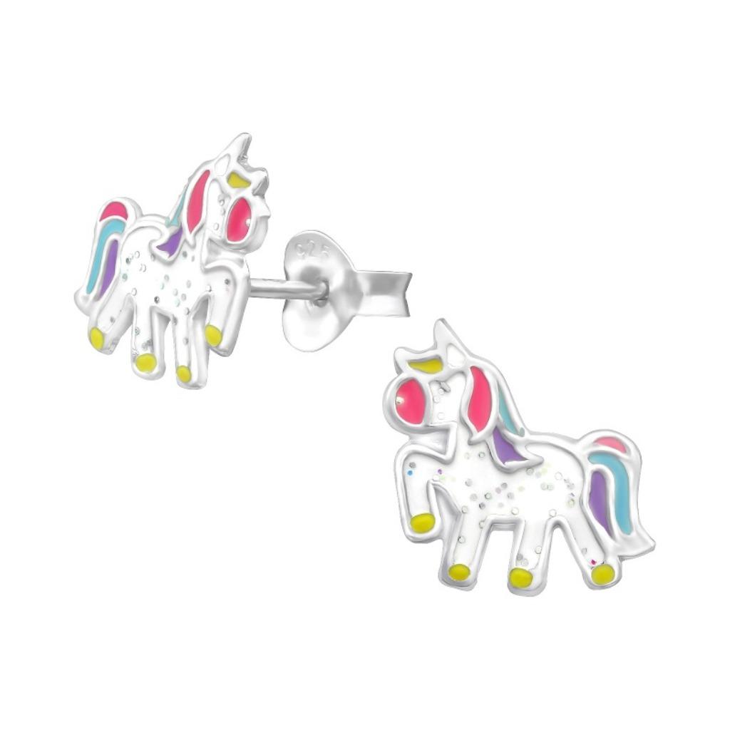 Boucles d'oreilles enfant licorne paillettes argent sterling, Enlèvement ou Envoi, Neuf, Boucles d'oreilles