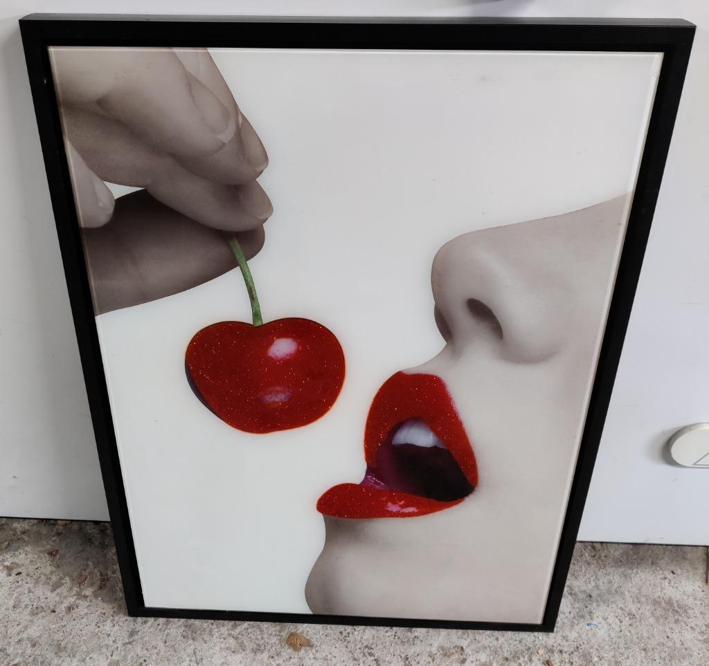 Prachtig kader / canvas lippen / kers, Ophalen of Verzenden