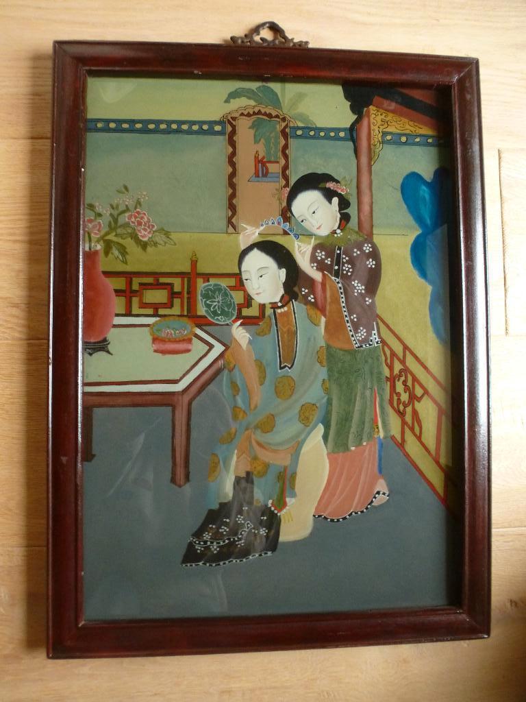 CHINEES ACHTERGLAS SCHILDERIJ, Antiek en Kunst, Ophalen of Verzenden