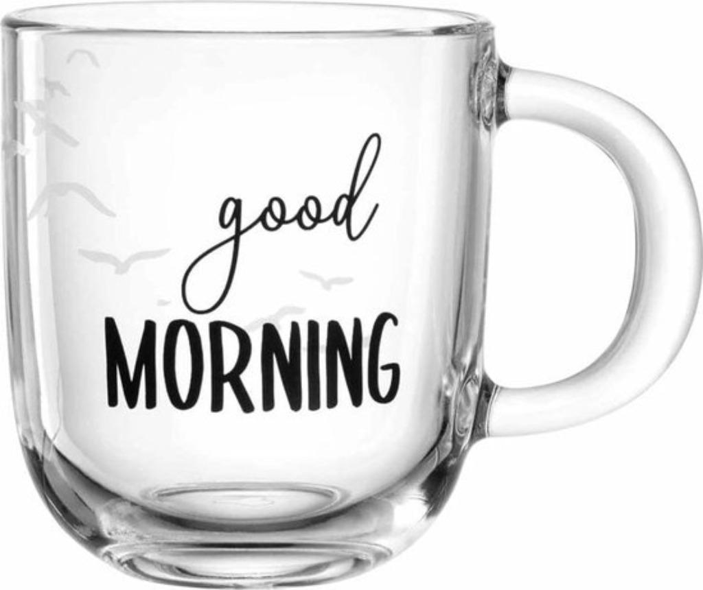 Leonardo - UFFICIO Thee/Koffiekop 400ml - GOOD MORNING, Ophalen of Verzenden, Nieuw, Glas, Kop(pen) en/of Schotel(s)
