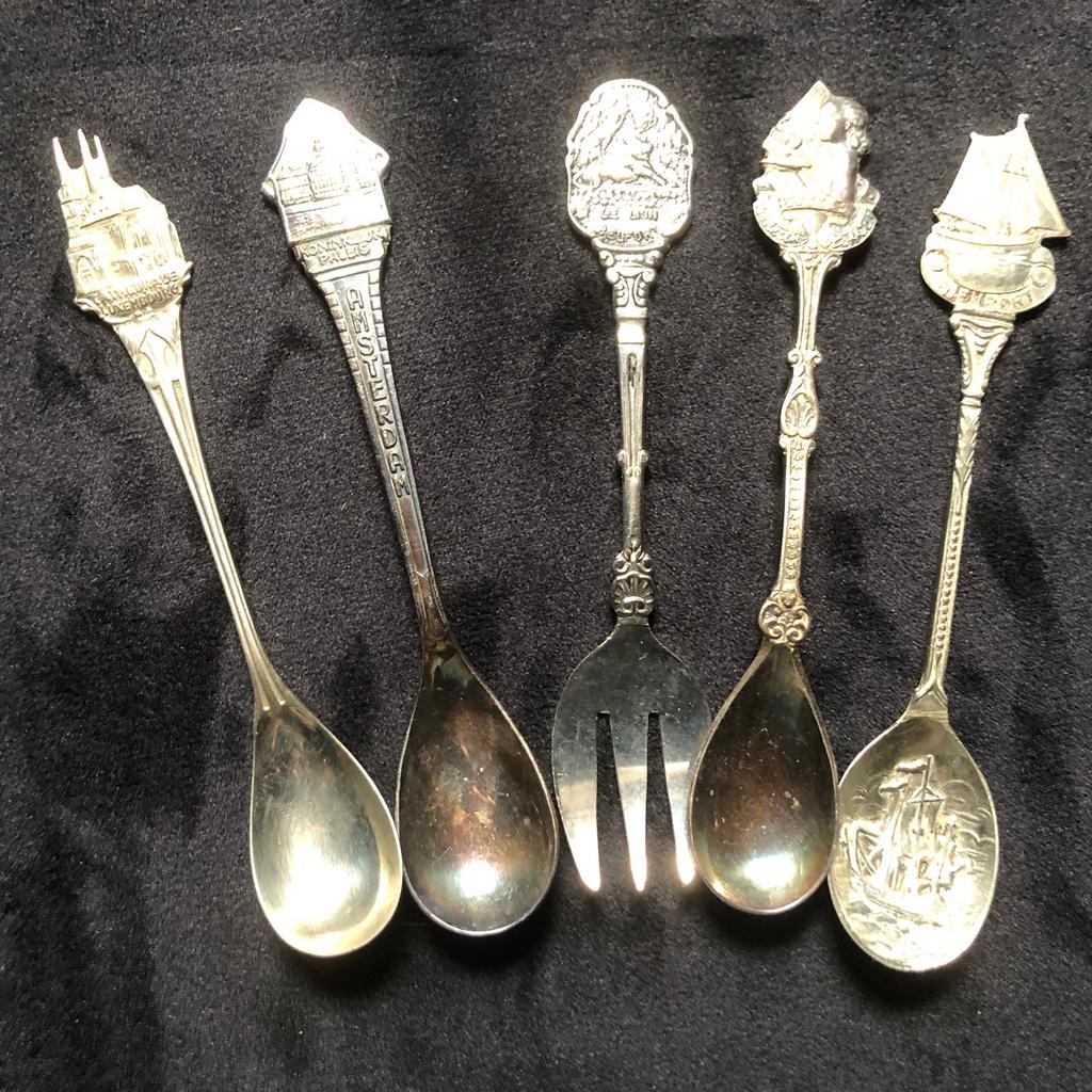 Vintage souvenir bestek - lepeltjes, Antiek en Kunst, Antiek | Bestek, Ophalen of Verzenden