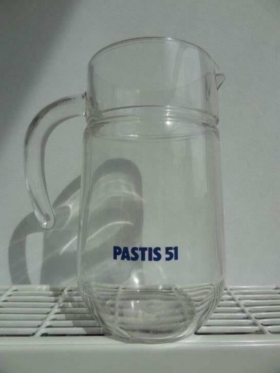 Vintage waterkan Pastis 51, 1 liter., Verzamelen, Glas en Drinkglazen, Ophalen of Verzenden, Zo goed als nieuw, Overige typen