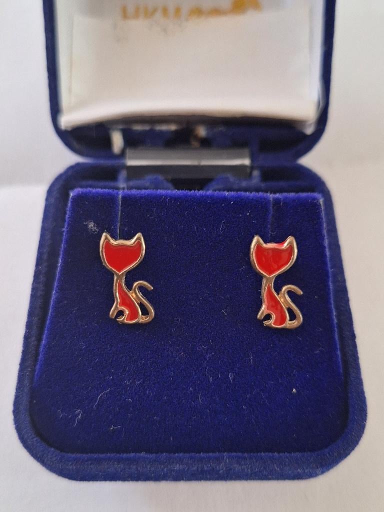 Oorbellen katten, Ophalen of Verzenden, Zo goed als nieuw, Oorbellen