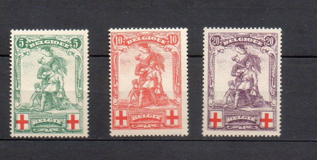 Année 1914 : 126-128 ** - Croix-Rouge, Enlèvement ou Envoi, Croix-Rouge