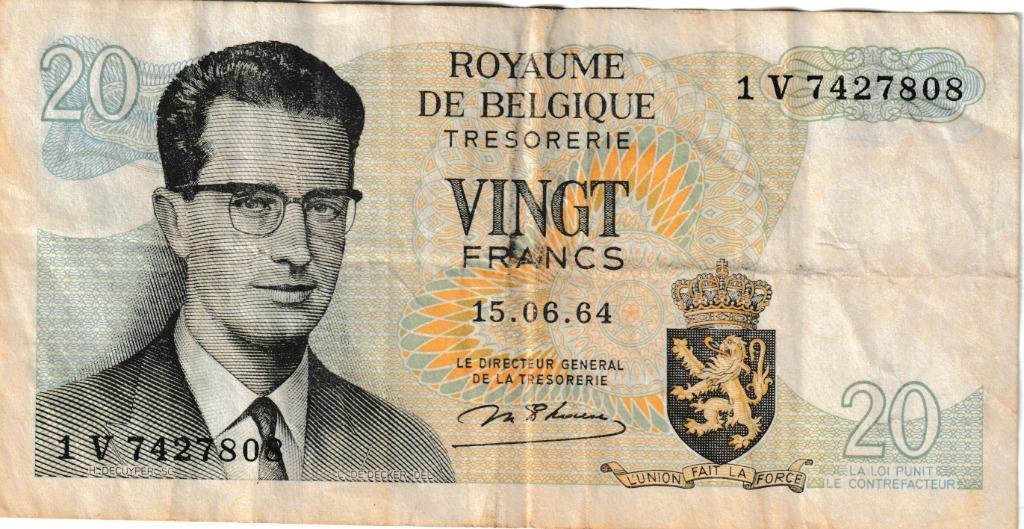 BANKBILJET VAN 20 FRANK BELGIE KONING BOUDEWIJN - ATOMIUM, Postzegels en Munten, Ophalen of Verzenden, Los biljet