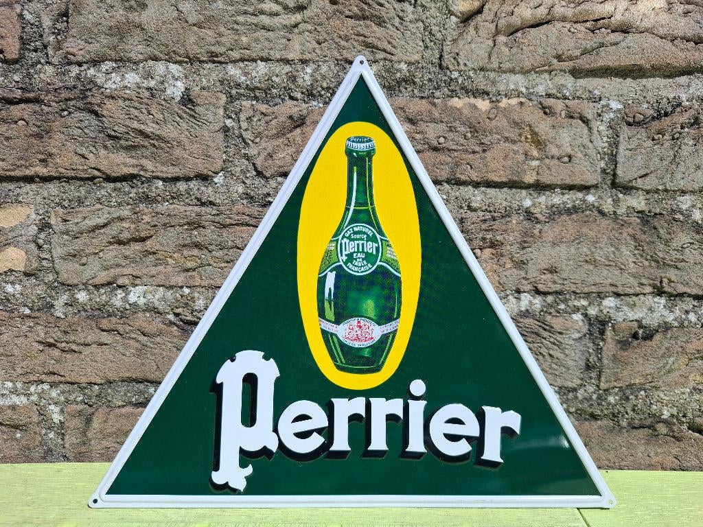 Ancien plaque publicitaire Perrier authentique, Enlèvement ou Envoi, Neuf, Panneau publicitaire