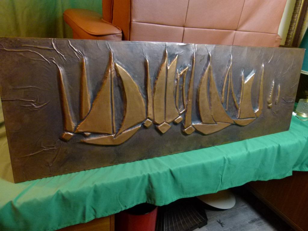vintage wandrelief Mid-Century xxl scheepjes, Ophalen of Verzenden, Huis en Inrichting