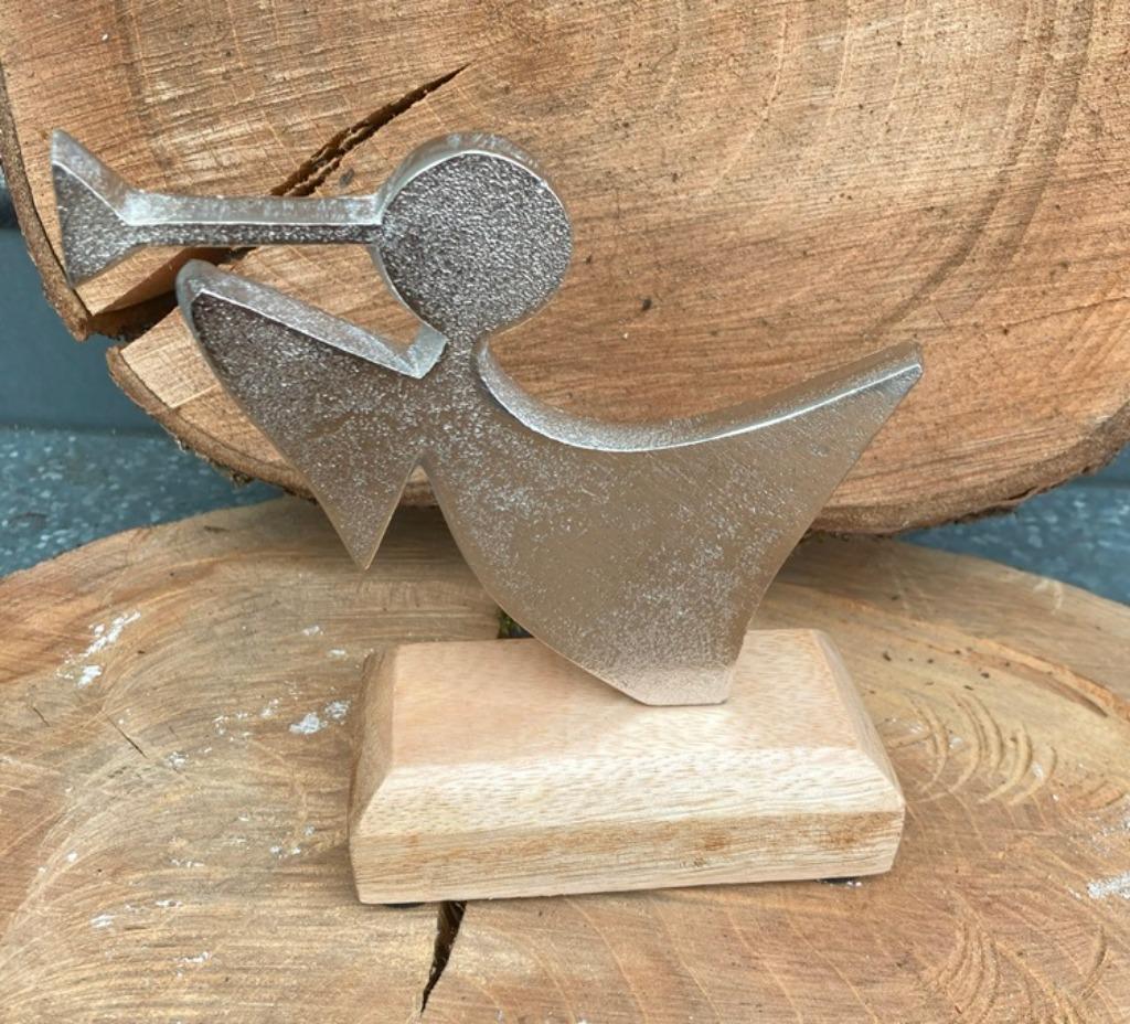 ALUMINIUM ENGEL MET TROMPET NIEUW, Ophalen of Verzenden, Nieuw