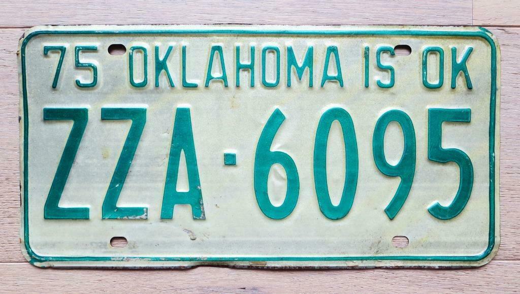 Nummerplaat van Oklahoma 1975 / Licence plate Oklahoma USA, Verzamelen, Ophalen of Verzenden, Gebruikt, Auto's
