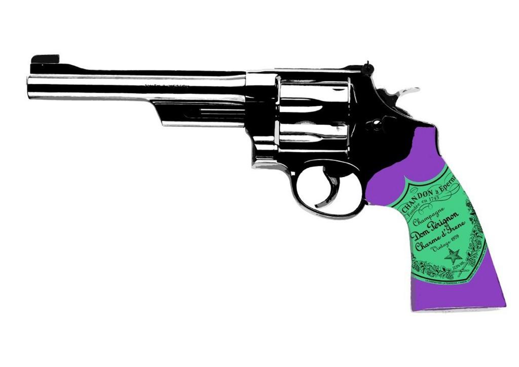 Death NY serigrafie 'Dom Pérignon Gun' signed & numbered, Antiek en Kunst, Verzenden