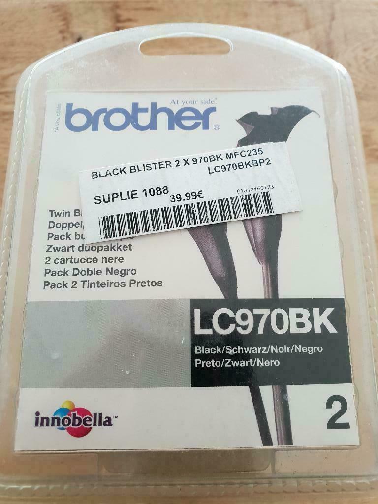 Lot de 2 Cartouches ORIGINAL BROTHER  LC970BK-Neuf emballé, Informatique & Logiciels, Enlèvement ou Envoi, Neuf, Cartridge, Brother
