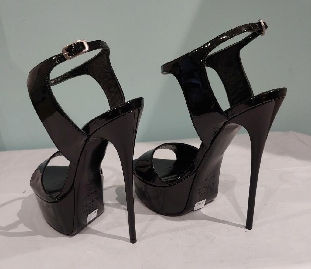 631C* 1969 sexy zwarte volledig leren sandalen  (36), Verzenden, Zwart, Nieuw, Schoenen met hoge hakken