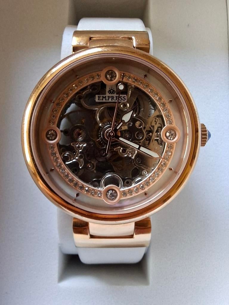 Empress Adelaide Automatisch Skeleton dames uurwerk, Montre-bracelet, Autres marques, Enlèvement ou Envoi, Cuir