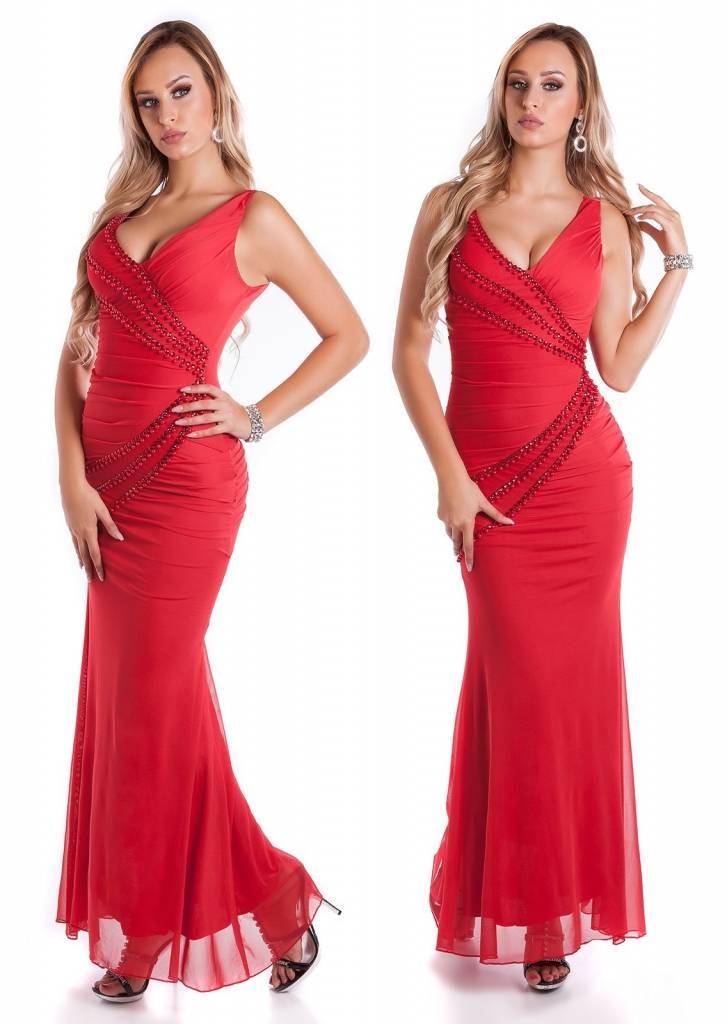 Dames elegante avondjurk rood, Maat 38/40 (M), Galajurk, Nieuw, Ophalen of Verzenden