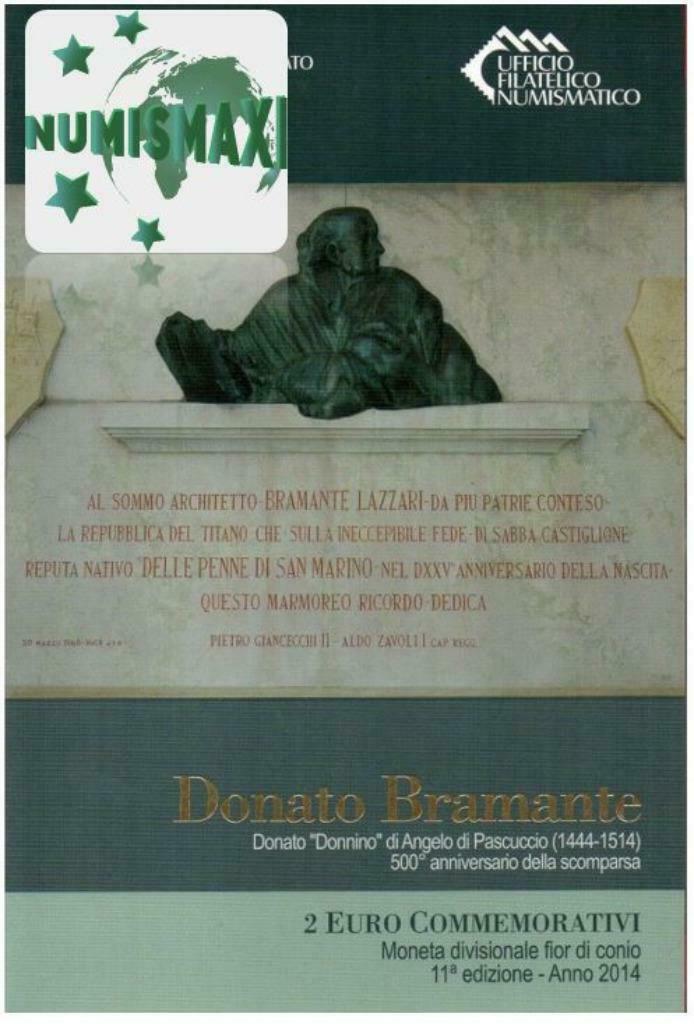 2 euros Saint-Marin 2014 Bramante, Envoi, Saint-Marin, 2 euros