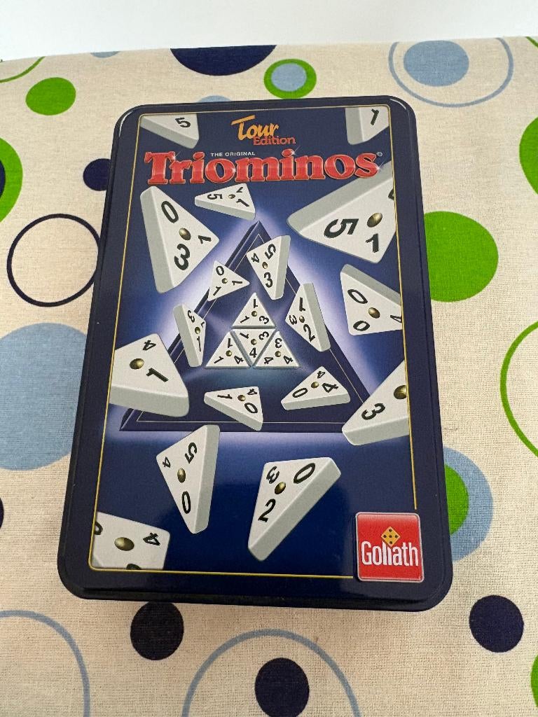 reis triominos in blikken doos, Hobby & Loisirs créatifs, Trois ou quatre joueurs, Enlèvement ou Envoi, Neuf, Goliath