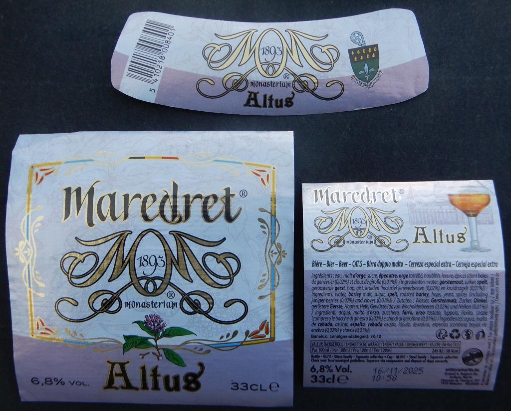 Étiquette de bière Maredret Altus Br. Antony Martin (10p8), Envoi, Utilisé