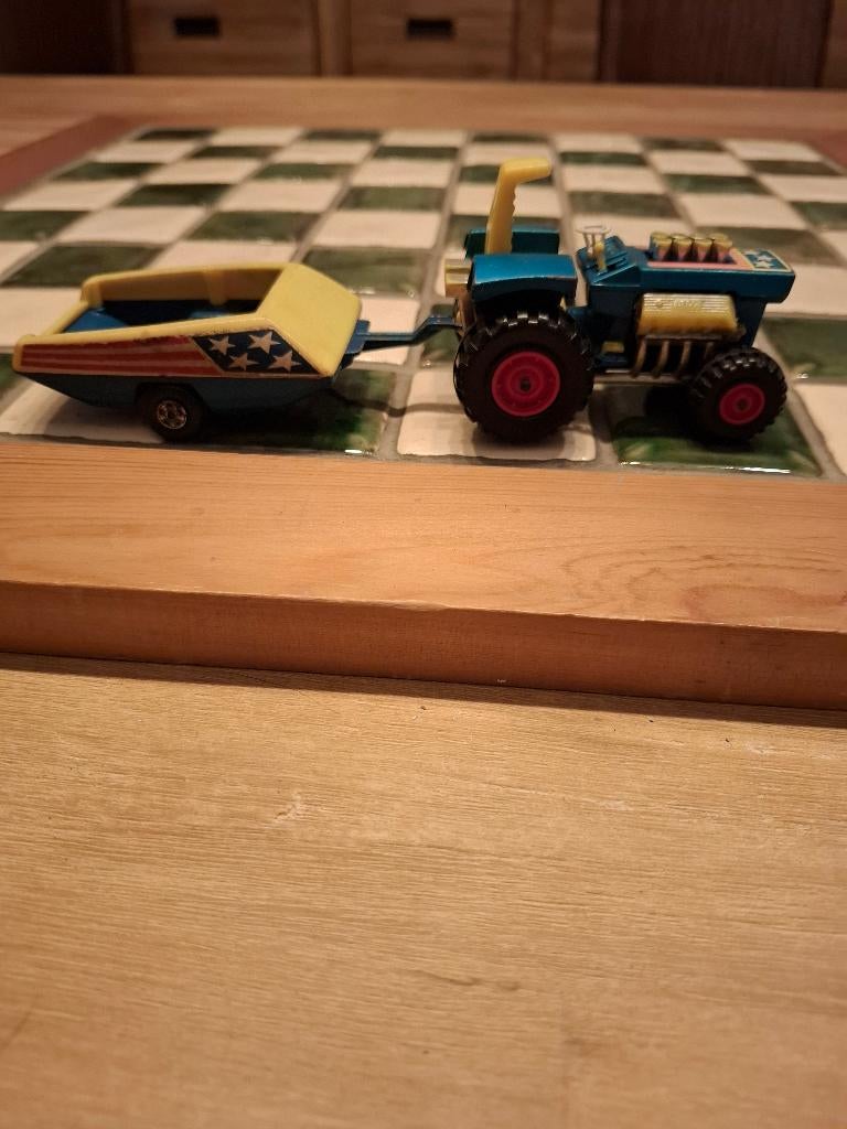 MATCHBOX SUPERKINGS TRACTOR + AANHANGWAGEN 1973, Kinderen en Baby's, Speelgoed |Speelgoedvoertuigen, Ophalen of Verzenden, Gebruikt