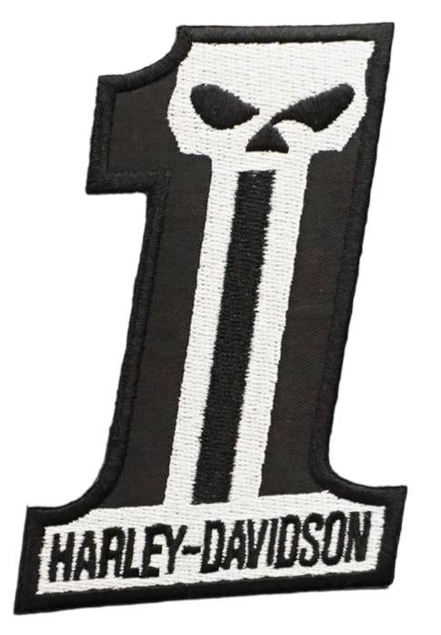 Patch Harley Davidson Numéro 1 Crâne - 71 x 102 mm, Enlèvement ou Envoi, Neuf