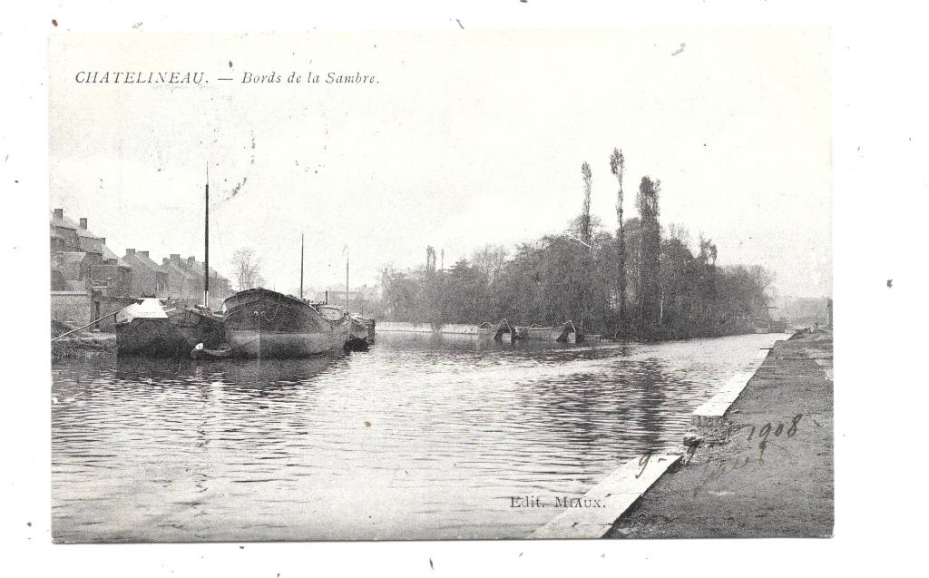 Châtelineau NA77: Bords de la Sambre 1908, Enlèvement ou Envoi, Avant 1920, Affranchie, Hainaut