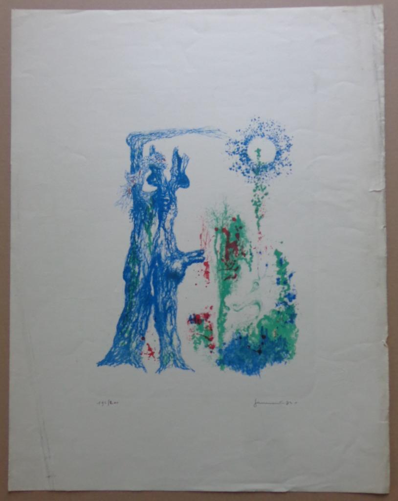 JAN VAERTEN / FIGURATIE / KLEURLITHO / 67x52cm / SIG, Ophalen of Verzenden