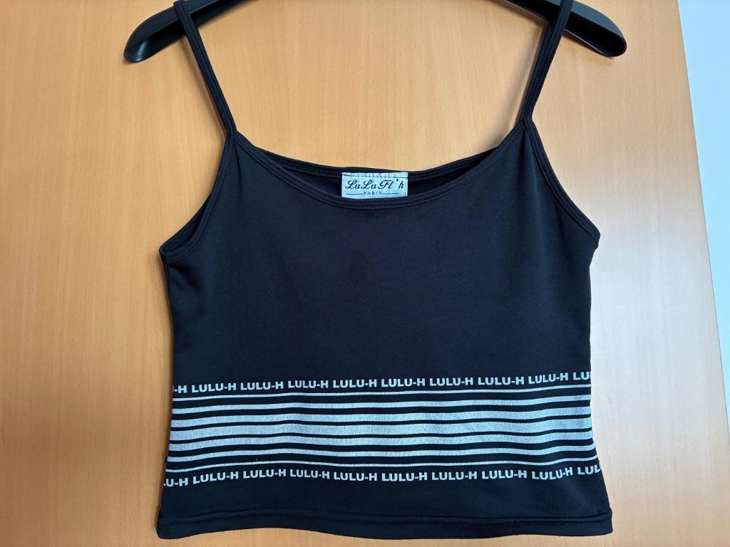 top court à bretelles fines LuLu Fl' - T.U. - noir / blanc, Kleding | Dames, Zwart, LuLu Fh', Zonder mouw, Gedragen