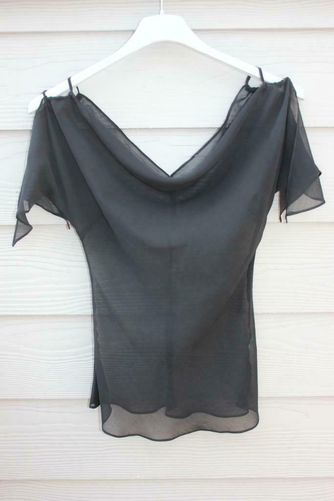Top en voile noir (XS), Manches courtes, Enlèvement ou Envoi, Taille 34 (XS) ou plus petite, Porté