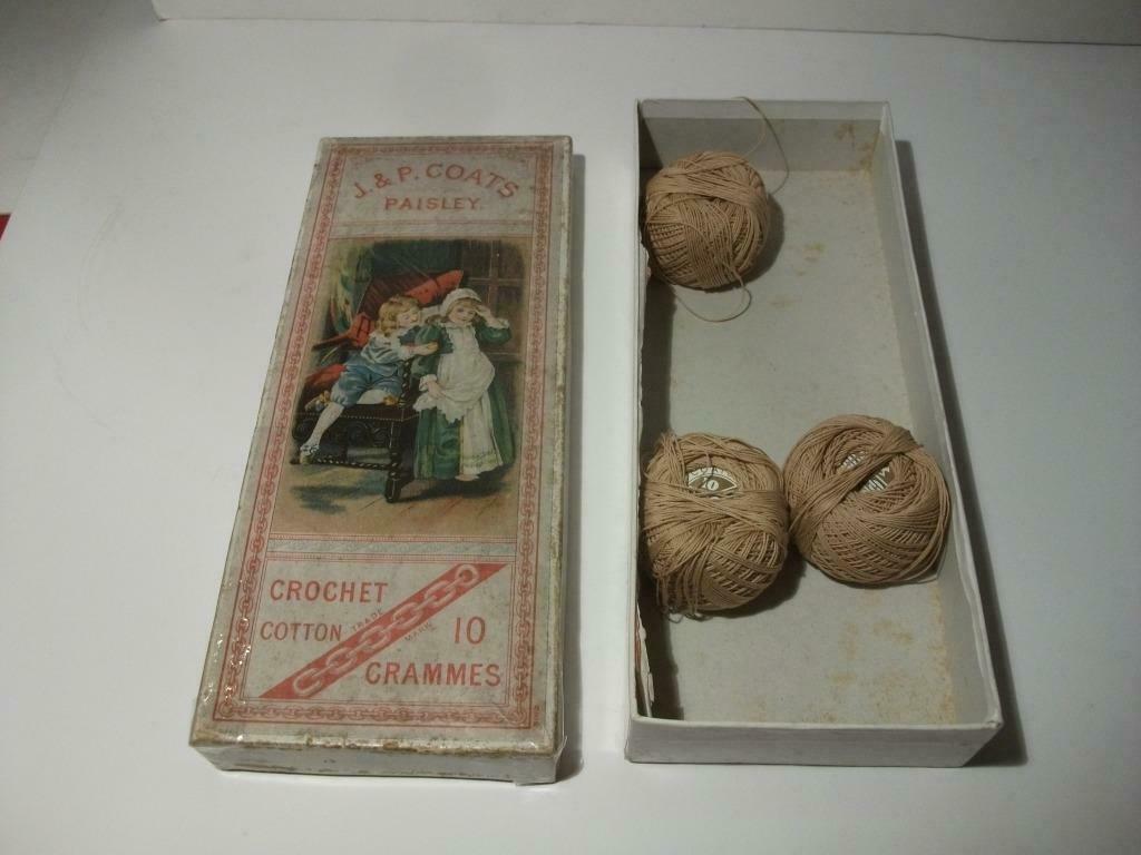 Vintage doosje J.& P. Coats Paisley Crochet Cotton 10 gr, Antiek en Kunst, Verzenden