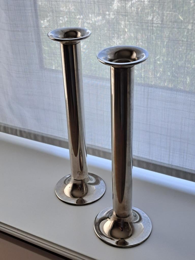 Zilverstad kandelaar model Tube set van 2 van 30 cm, Enlèvement ou Envoi, Chandelier