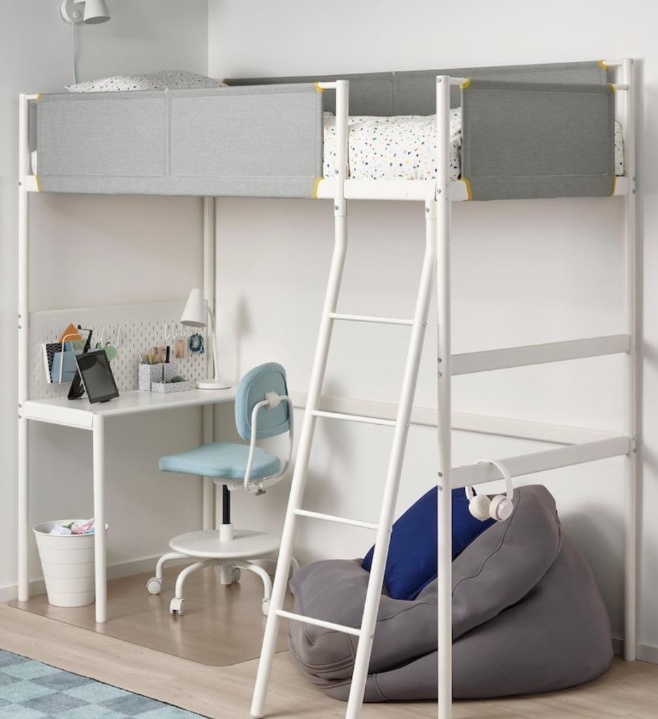 Hoogslaper met werkblad IKEA VITVAL extra werkblad en bureau, Huis en Inrichting, Ophalen of Verzenden, Gebruikt, Eenpersoons