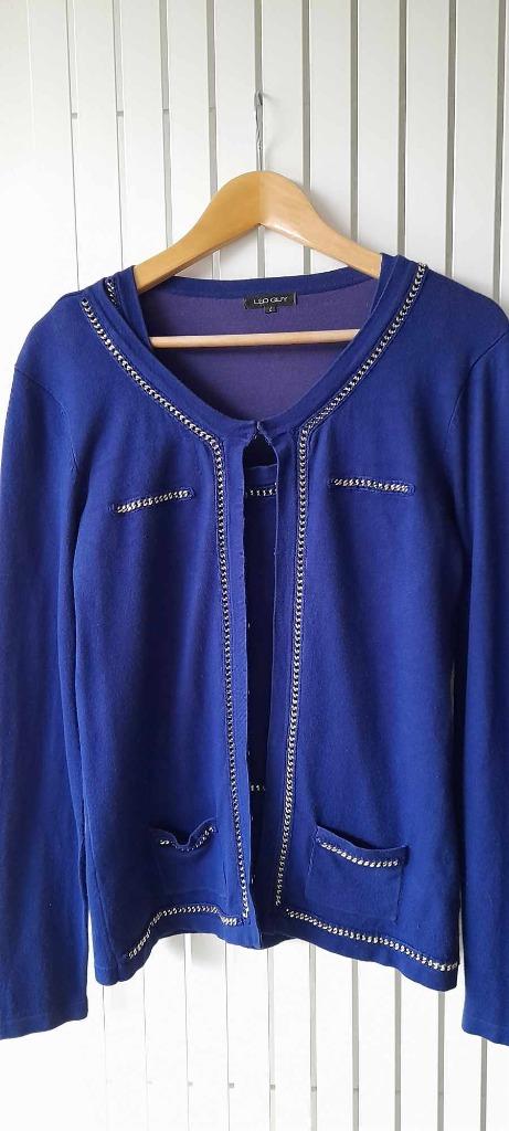 Gilet met bijhorend topje, merk Léo Guy, maat 2, Kleding | Dames, Maat 38/40 (M), Blauw, Ophalen of Verzenden, Gedragen