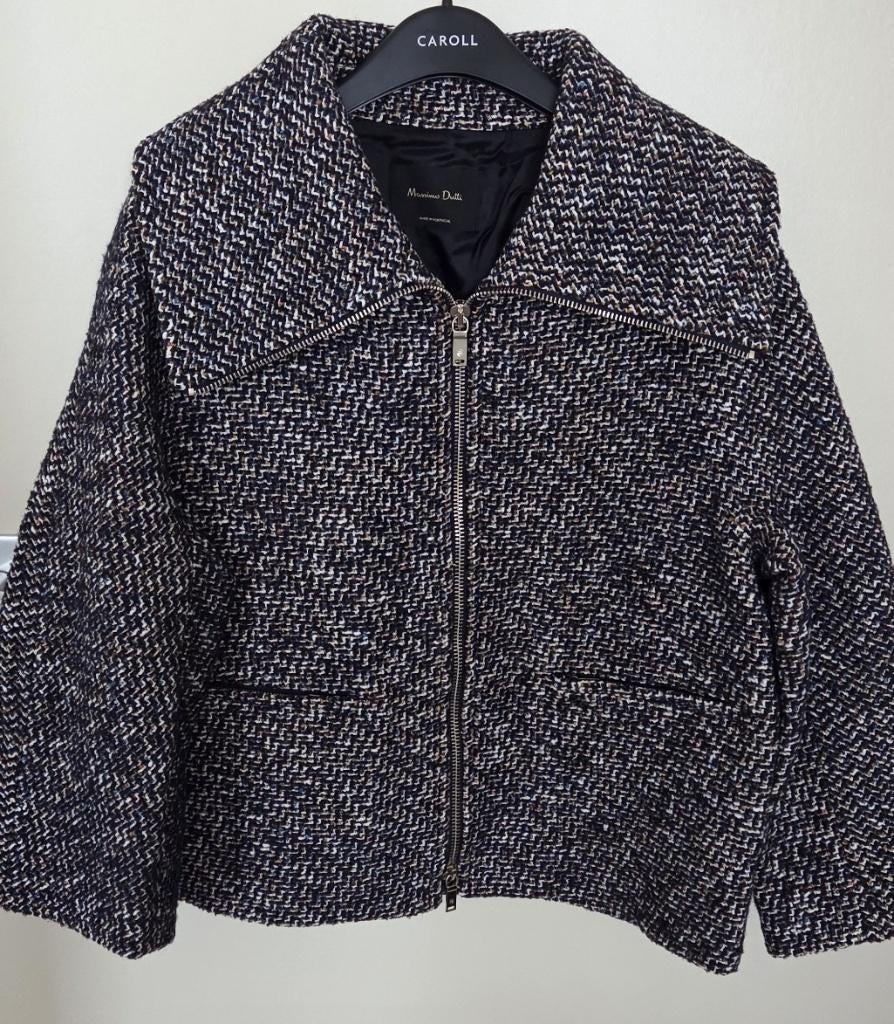 Gilet moucheté bleu, marron et blanc de Massimo Dutti, Taille 42/44 (L), Comme neuf, Bleu, Enlèvement ou Envoi