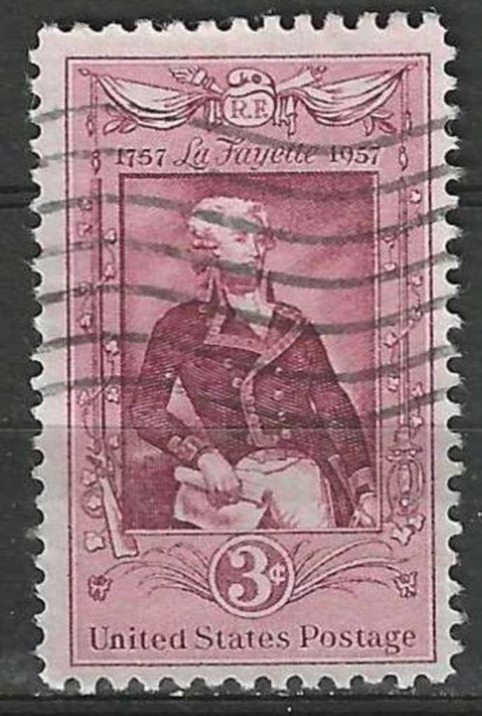 États-Unis 1957 - Yvert 633 - Gilbert du Motier de La F (ST), Envoi, Affranchi