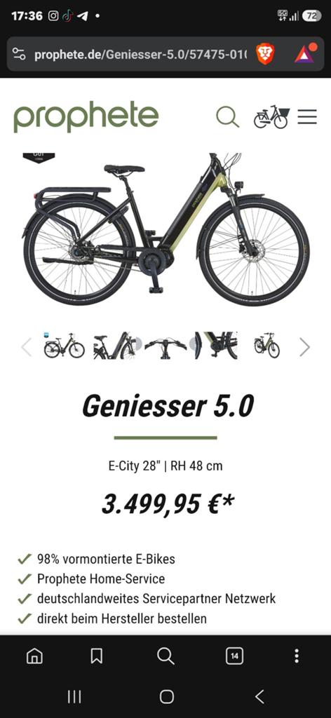 Vélo électrique Prophete Geniesser 5.0 – E-City 28" – Très h, Enlèvement, Comme neuf, Frein sur jante, Autres marques