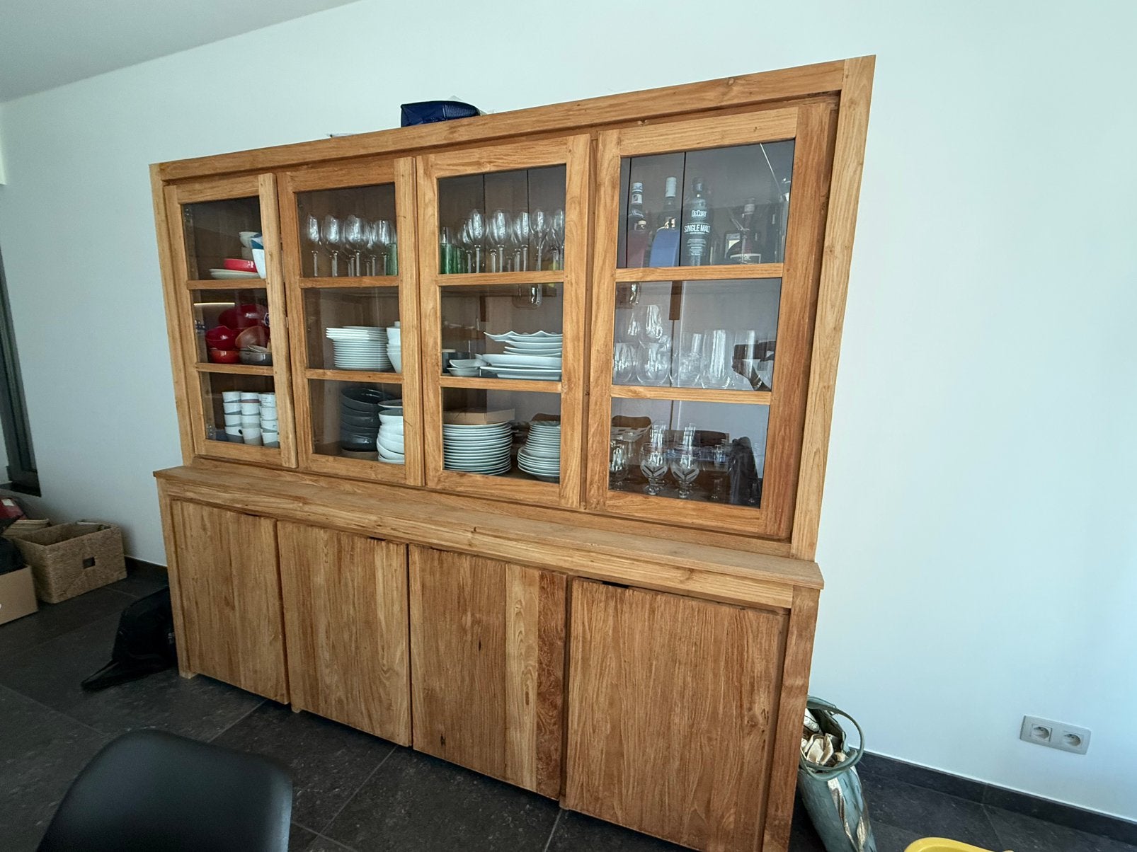 Teak vitrine kast, Ophalen, Zo goed als nieuw