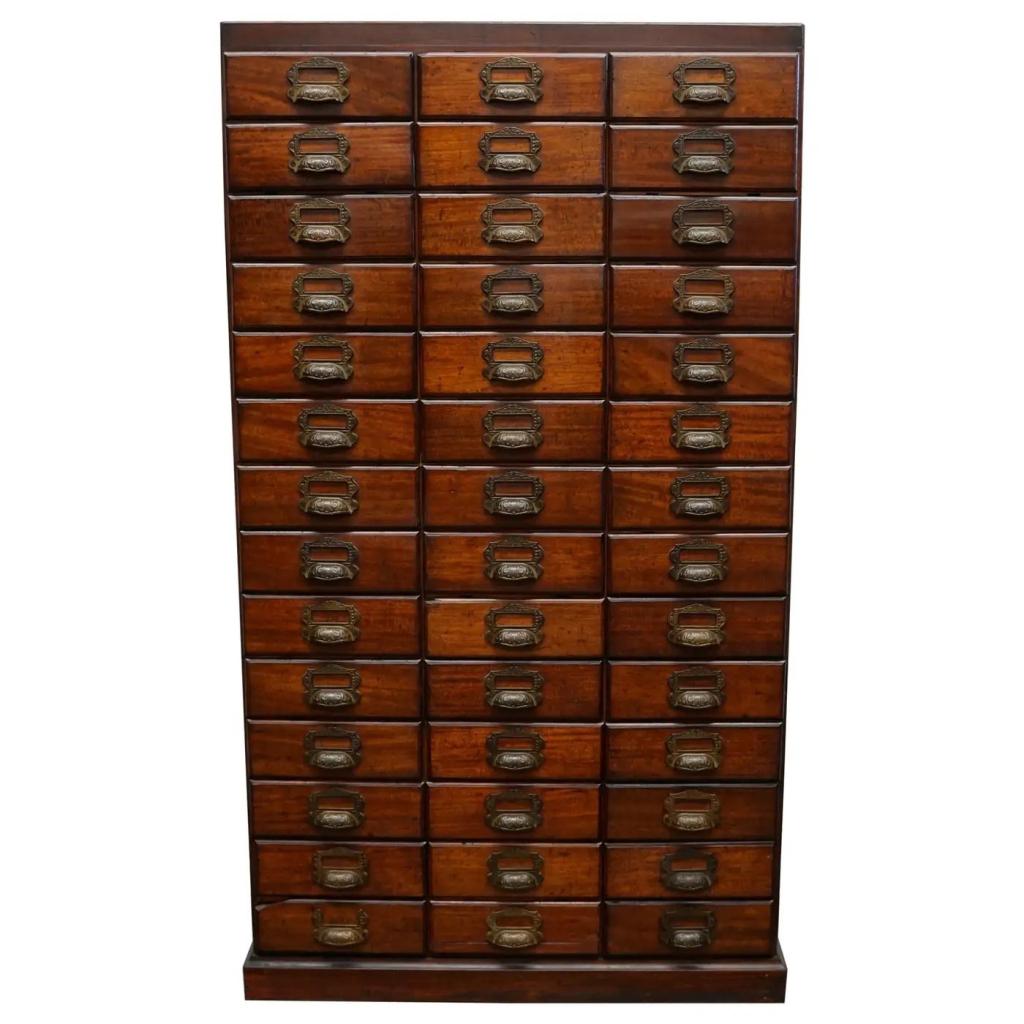 Antieke Franse mahoniehouten dossierkast / apothekerskast va, Antiek en Kunst, Ophalen