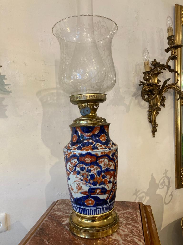 Prachtige antieke imarie olielamp 70 cm hoog, Ophalen