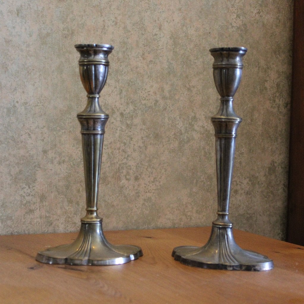 Set Antieke Zilveren / Verzilverde Kandelaars, Ophalen of Verzenden