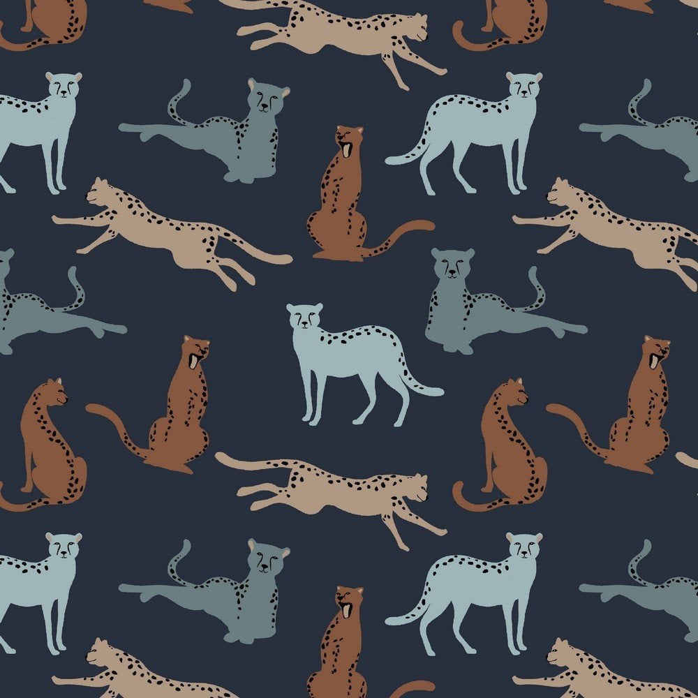 COUPON : Soft sweat leopard, blauw, Hobby en Vrije tijd, Stoffen en Lappen, Blauw, 120 cm of meer, Nieuw, Ophalen of Verzenden