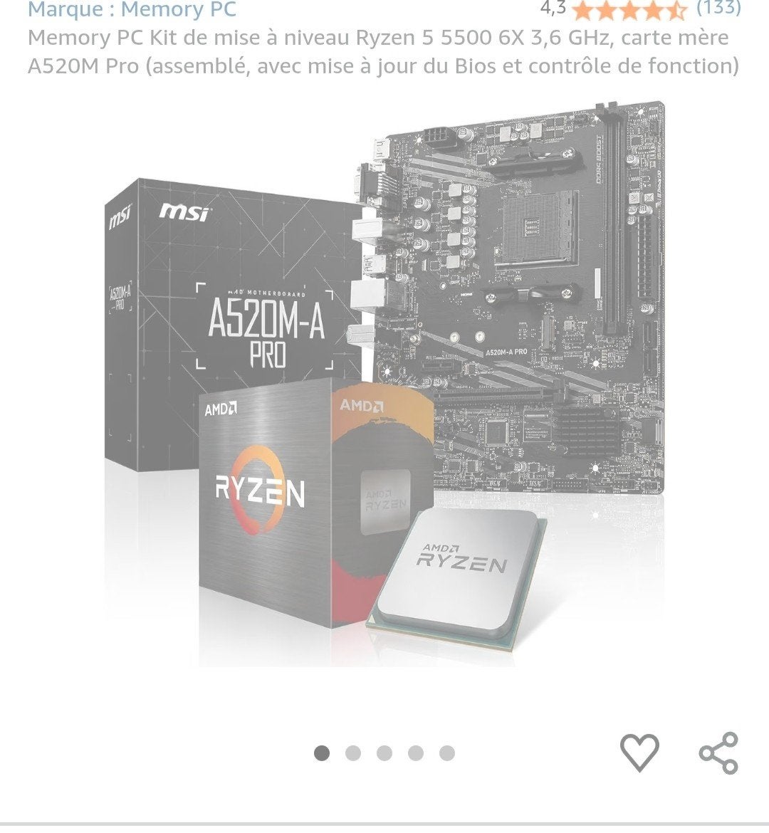 kit AMD Ryzen 5500 et carte mère MSI neuf, Computers en Software