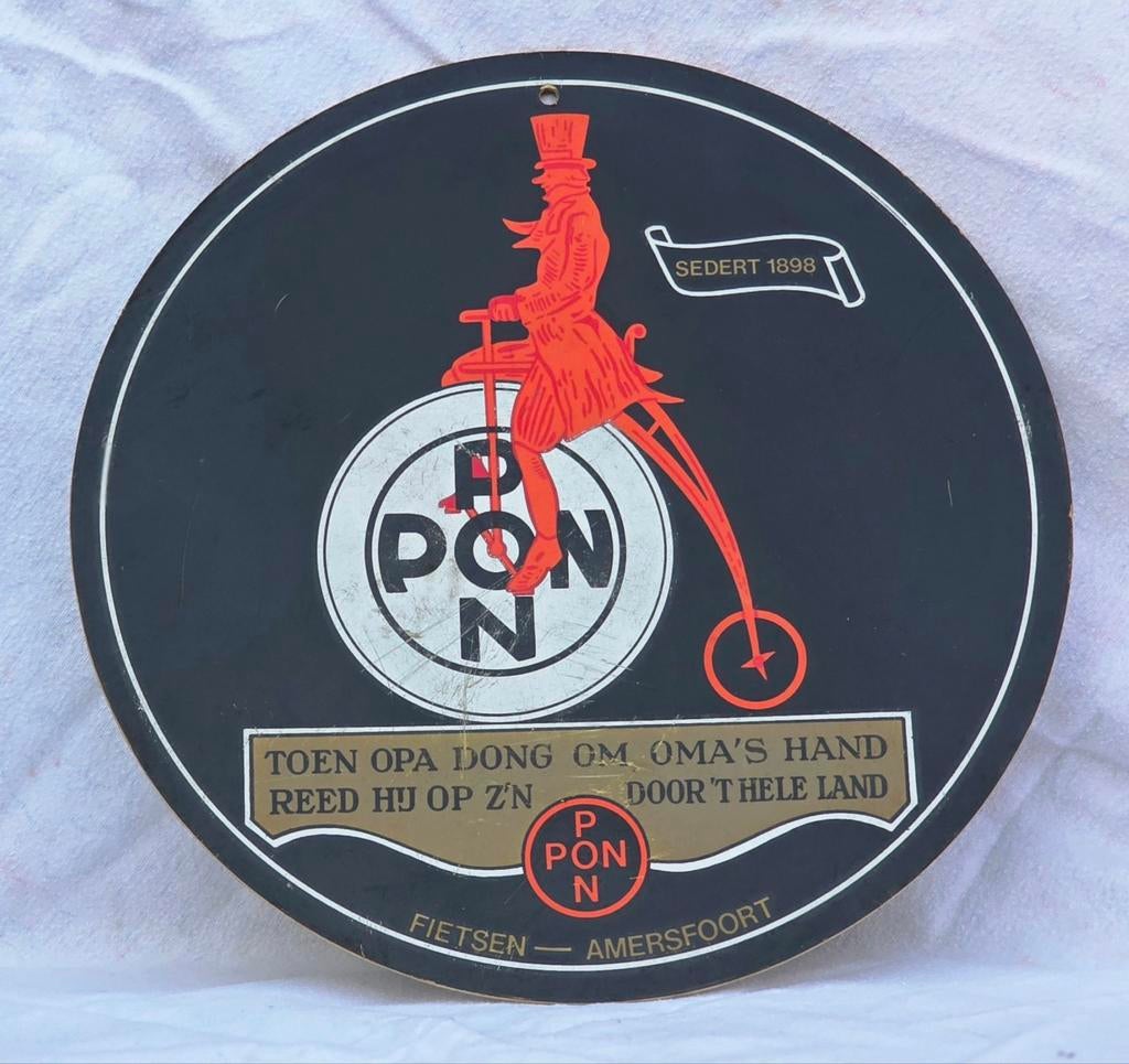 Panneau publicitaire PON Bicycle, voiture ancienne, Enlèvement ou Envoi