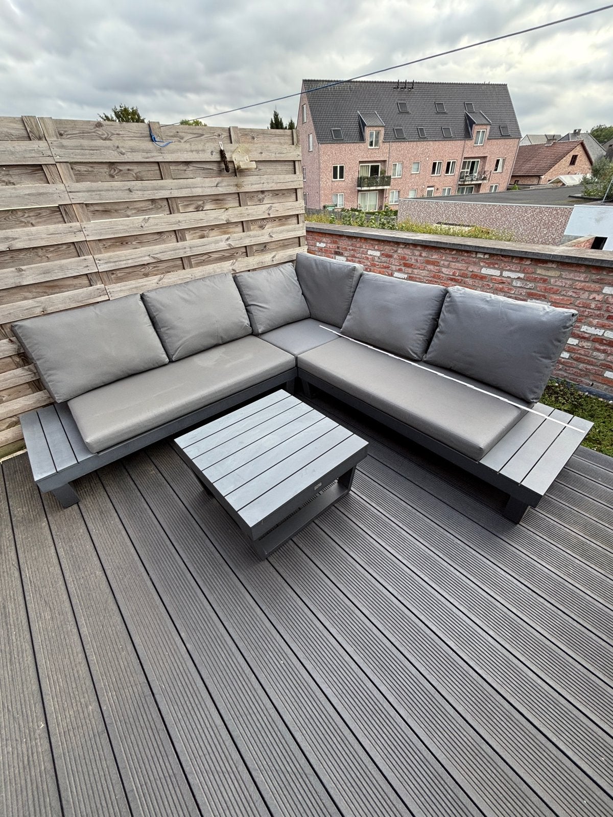 Bristol alu loungeset – hoek 260 x 260 cm – inclusief tafel, Tuin en Terras, Ophalen, Zo goed als nieuw, Aluminium, Loungeset