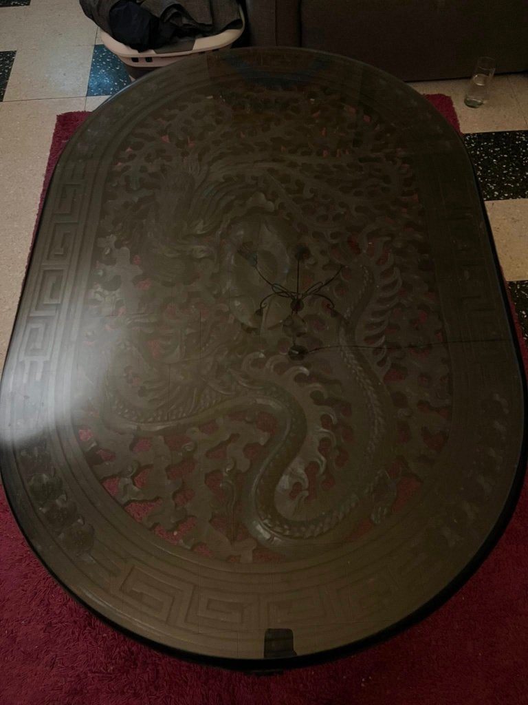Table ovale en teck, style asiatique, Teck, Asiatique, 50 à 100 cm, Comme neuf