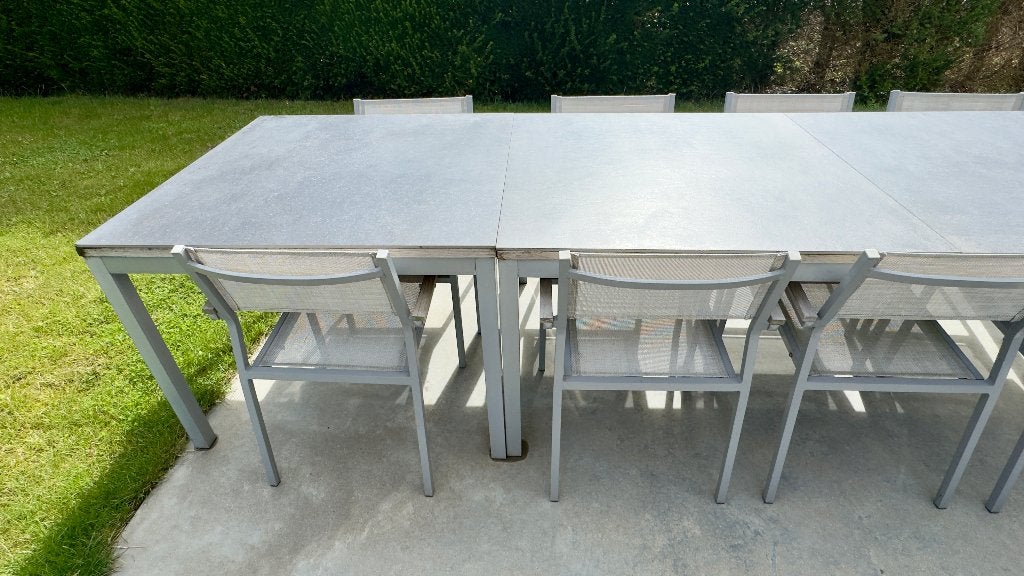 Tuintafel met stoelen, Ophalen, Gebruikt, Rechthoekig, Aluminium