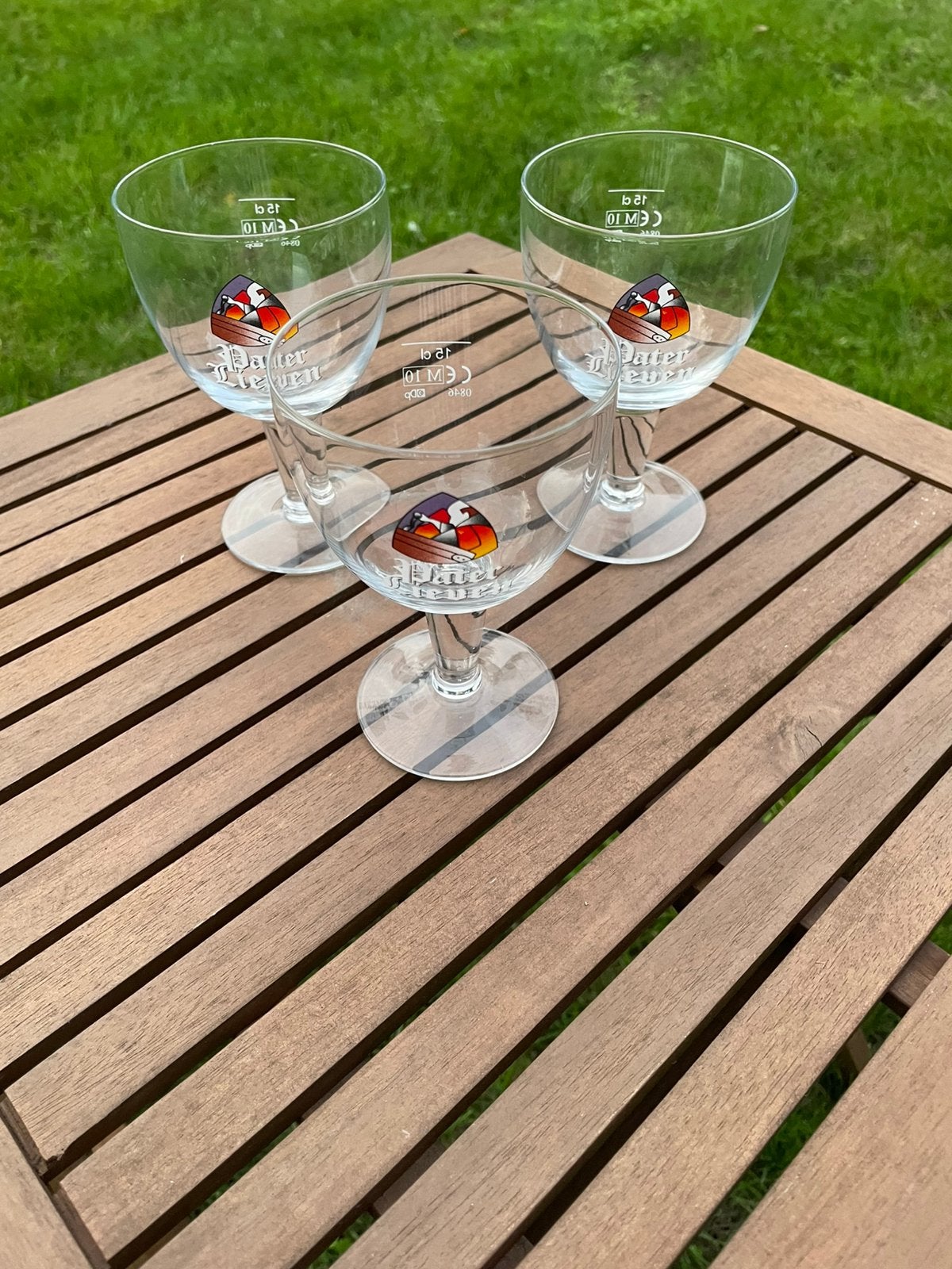 Degstatieglazen pater lieven, Verzamelen, Ophalen, Zo goed als nieuw, Bierglas